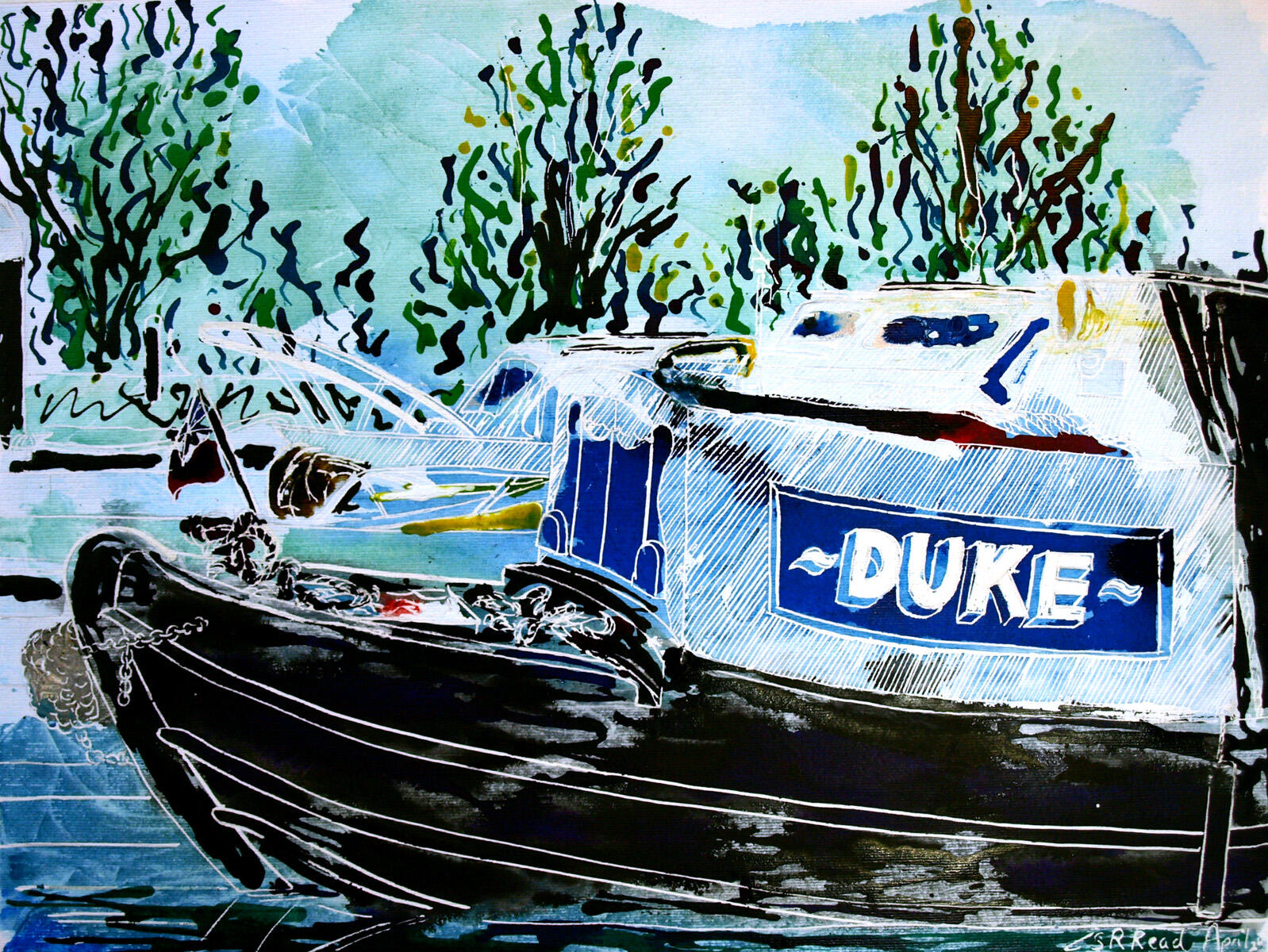 Cathy Read: Cathy Read - Artist - Chilling at the Marina Painting