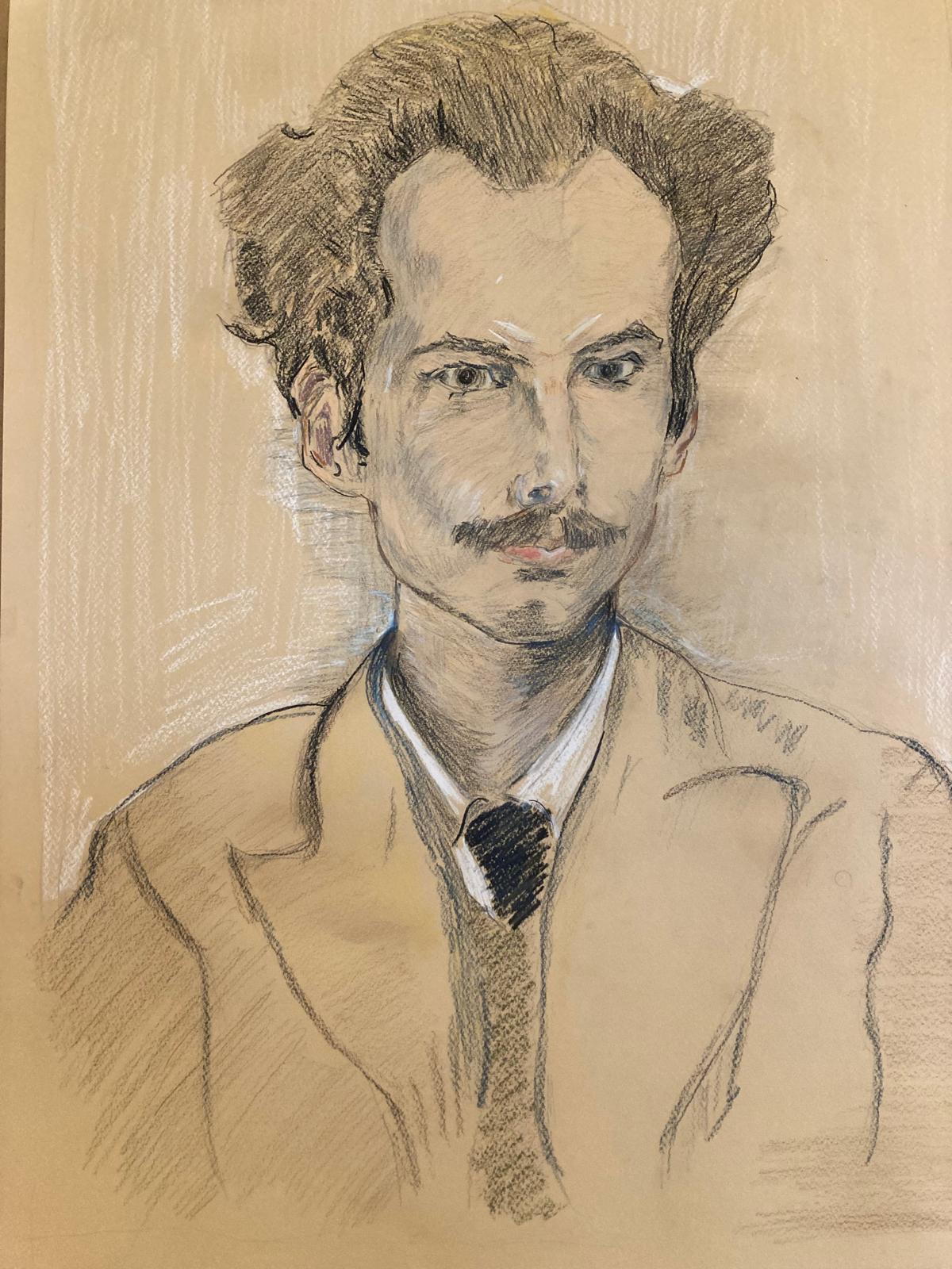 Oxon Artmakers: The Bloke in Brown, Andrei Bely, Bakst (Ashmolean) – a copy pencil and pastel