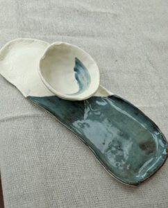 Kashmira Patel: A blue/white platter with dip bowl - Party lover present - £45 - different stlyes available