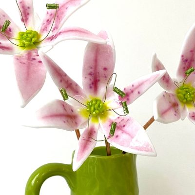 Glass Stargazer Lilies approx 50cm high by 15cm across £50 each